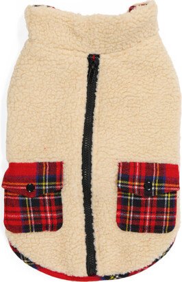 TJMAXX Sherpa Pet Coat With Plaid Pockets