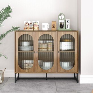 Storage Cabinet with Glass Door, Sideboard Buffet Cabinet