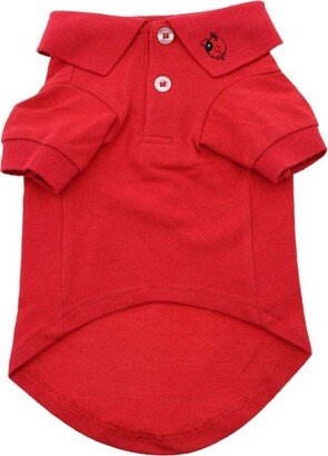 Doggie Design Solid Dog Polo Shirt - Flame Scarlet Red(X-Large)