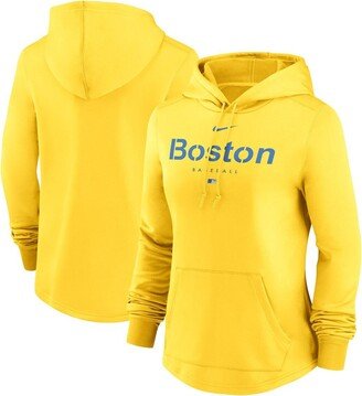 Women's Gold Boston Red Sox City Connect Pregame Performance Pullover Hoodie