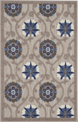 Nourison Home Aloha ALH19 2'8 x 4' Outdoor Area Rug - Gray, Blue