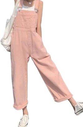 MAKMAN Jumpsuits Women Sweet Denim Leisure Street Simple Pure Harajuku Overalls (Color : Pink