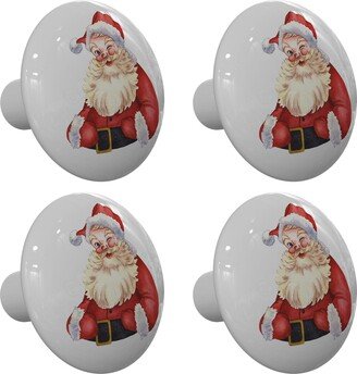 Set Of 4 Christmas Vintage Winking Santa Claus Drawer Knobs/stocking Holders