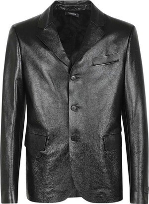 Single-breasted leather jacket-AD