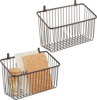 mDesign Small Metal Wire Wall Mount Hanging Storage Basket Bin, 2 Pack, Bronze