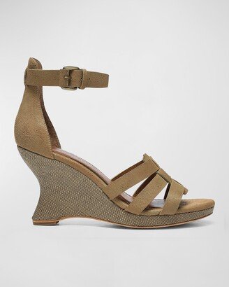 Trixee Metallic Ankle-Strap Wedge Sandals