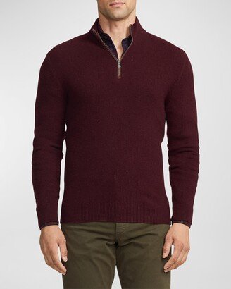 Men's Birdseye Cashmere Quarter-Zip Sweater