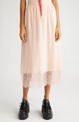 Lace Trim Midi Slip Skirt