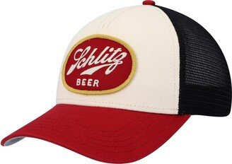 Men's Cream, Black Schlitz Valin Trucker Snapback Hat - Cream, Black