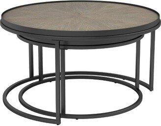 2pc Nesting Table with Elm Wood Top Gray