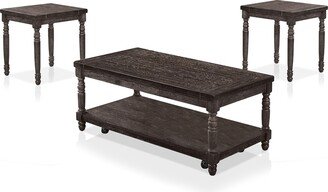 Vero Traditional Rectangle Wood 3-Piece Coffee Table Set with 1 Shelf for Living Room