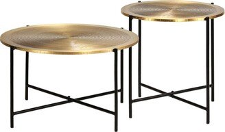 Table Set 2 Pieces Brass-covered MDF