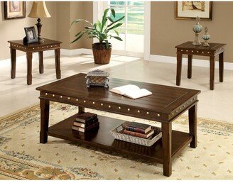 Jiff Traditional Walnut 50-inch Wood 1-Shelf 3-Piece Accent Table Set