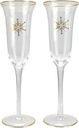 Northlight Set of 2 Golden Snowflake Champagne Glasses 9.25