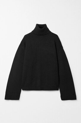 The Frankie Shop - Rhea Trapeze Wool And Cotton-blend Turtleneck Sweater - Black