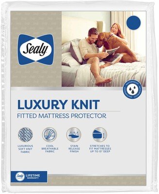 Luxury Knit Fitted Mattress Protector, Queen