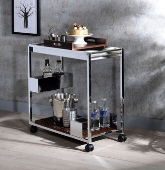 CTEX Serving Cart with 2 Open Compartments , Kitchen Cart with Removable Wooden Serving Tray for Dining Room