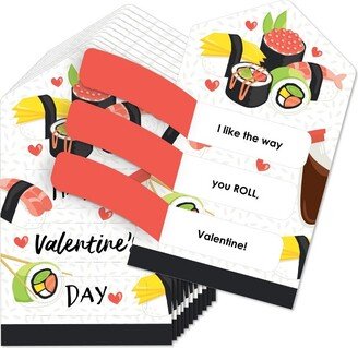 Big Dot of Happiness Let's Roll - Sushi - Cards for Kids - Happy Valentine's Day Pull Tabs - Set of 12