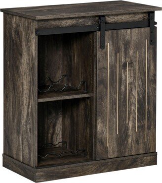 Homcom Rustic Sideboard Storage Cabinet w/ 6 Bottle Wine Rack & 2 Shelves, Grey