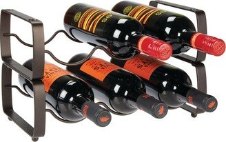mDesign Metal Free-Standing Stackable Multi-Bottle Wine Rack - 2 Pack - Bronze