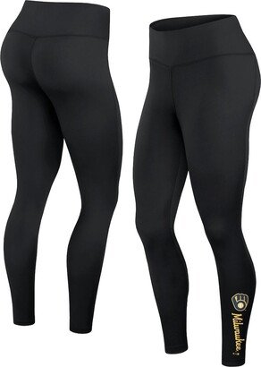 Women's Branded Black Milwaukee Brewers Wordmark Stack Leggings