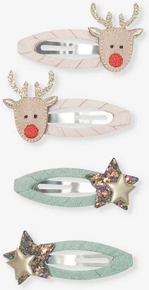Mimi & Lula Multi Christmas Reindeer and Stars Fabric Hair Clips Pack of Four