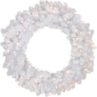 Northlight Pre-Lit Flocked Snow White Artificial Christmas Wreath - 24-Inch Clear Lights