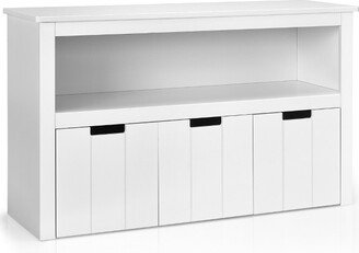 Kid Toy Storage Cabinet 3 Drawer Chest w/Wheels Large Storage Cube Shelf White