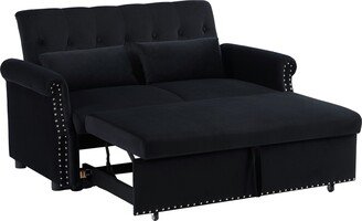 Modern Shiny Velvet Convertible Loveseat Sleeper Sofa Couch