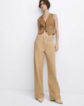 Featherweight Logan Wide Leg- Beige Mid-Rise Featherweight Jean