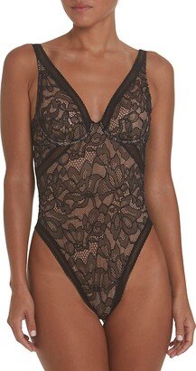 Nets & Roses Plunge Bodysuit-AA