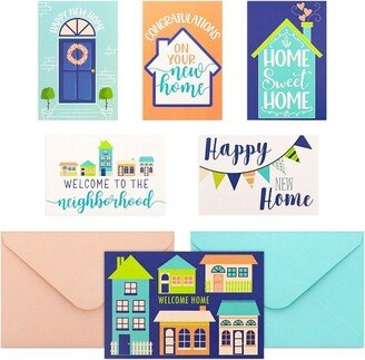 Paper Junkie 48 Packs Housewarming Cards with Envelopes, Happy New Home Home Sweet Home Blank Greeting Note, 6 Designs, 4 x 6 inches