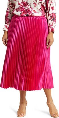 Pleated Satin Midi Skirt