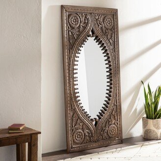 Emeka Hand Carved Wood Leaning Floor Mirror - 72H x 36W