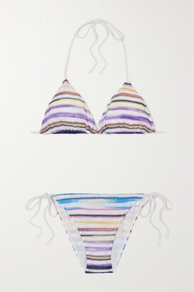 Mare Striped Metallic Crochet-knit Triangle Bikini - White