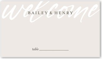 Wedding Place Cards: Cursive Captions Wedding Place Card, Beige, Placecard, Matte, Signature Smooth Cardstock