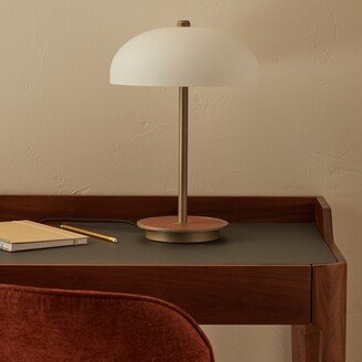 Beaudouin Glass, Metal And Imitation Leather Desk Lamp