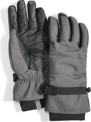 Ur Gloves Men's Waterproof Belted Puffer Gloves with Faux-Fur Lining