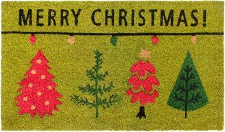 RugSmith Red Machine Tufted Holiday Christmas Tree Merry Christmas Doormat, 18 x 30