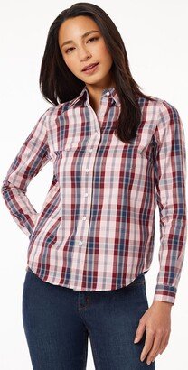 Y-Neck Button-Front Cotton Shirt-AA