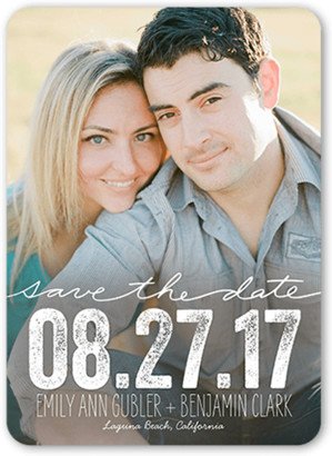 Save The Date Cards: Enchanting Date Save The Date, White, 5X7, Standard Smooth Cardstock, Rounded