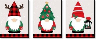 Big Dot of Happiness Red and Green Holiday Gnomes - Christmas Wall Art Room Decor - 7.5 x 10 inches - Set of 3 Prints