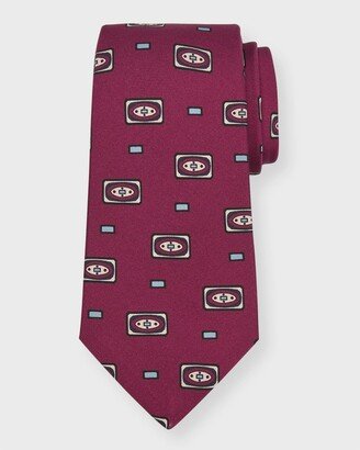 Men's Rectangle-Print Silk Tie