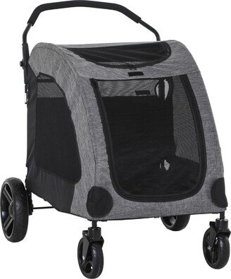 Pet Stroller with Storage Foldable for Medium Size Dogs Grey