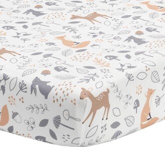 Deer Park White/Gray Woodland Animals Baby Fitted Crib Sheet