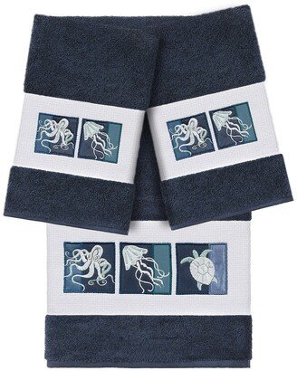 Ava 3-Piece Embellished Towel - Midnight Blue