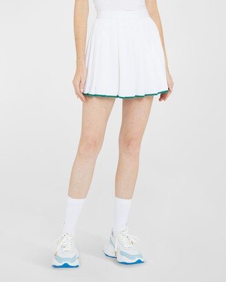 Scallop-Edge Pleated Mini Skirt