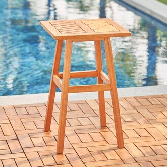 WELLFOR Outdoor Wooden Side Table,Teak Color