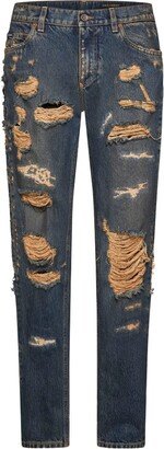 Distressed Slim-Fit Jeans