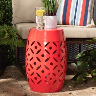 Hallie Modern and Contemporary Red Finished Metal Outdoor Side Table